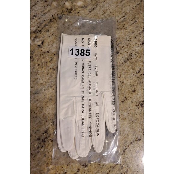 Vintage Women Size M 7 Off-White Soft Kid Leather Formal 8" Gloves Pearly Button - Picture 14 of 14